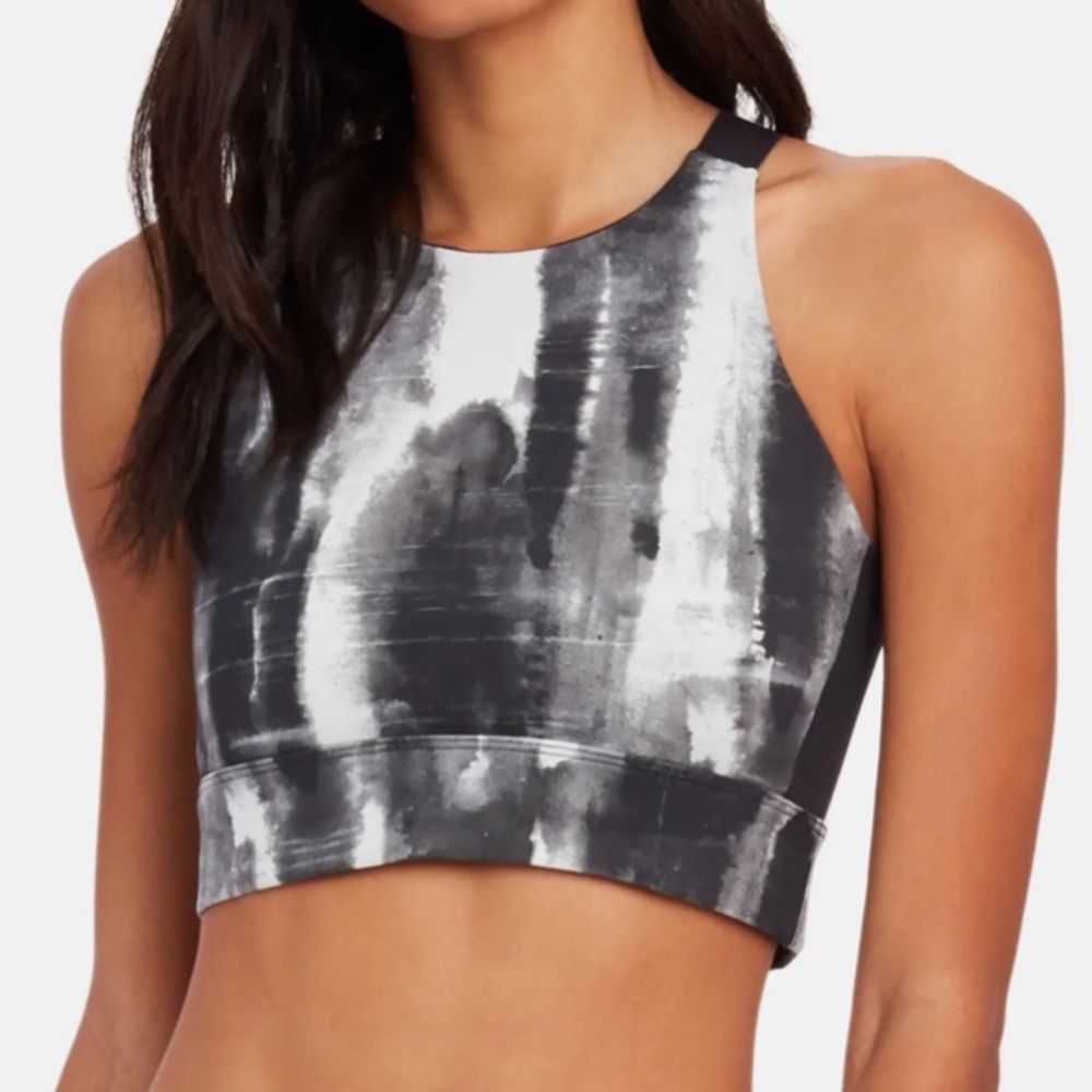 Varley Black and White Print Sports Bra (mono cloud)